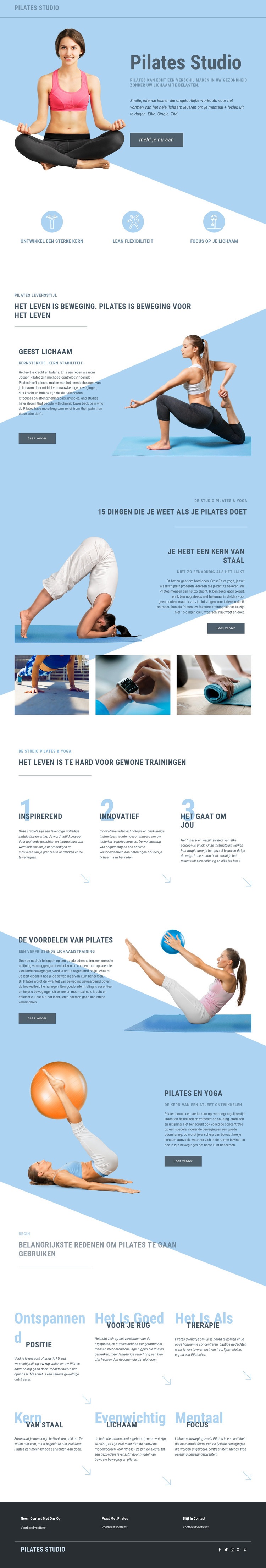 Pilates studio en sport Website mockup