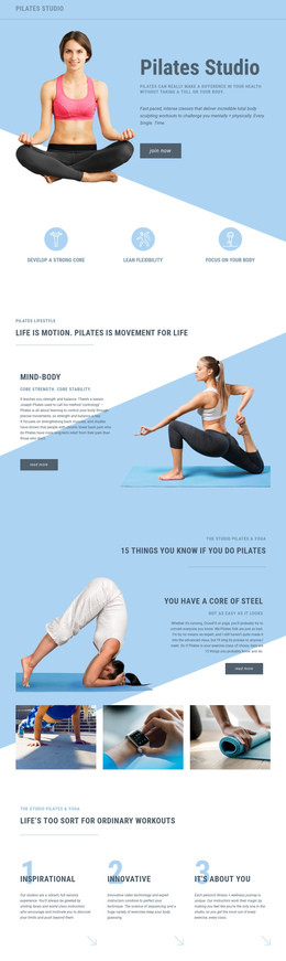Pilates Studio And Sports - Easy-To-Use One Page Template