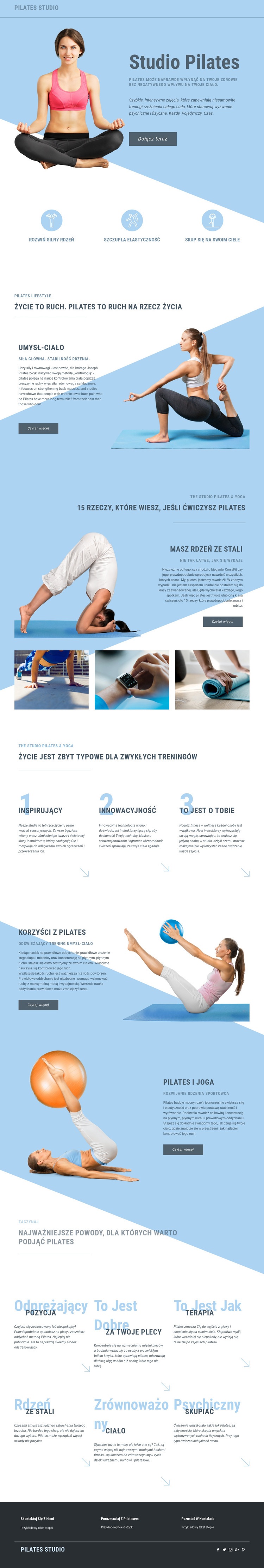 Studio pilates i sport Makieta strony internetowej