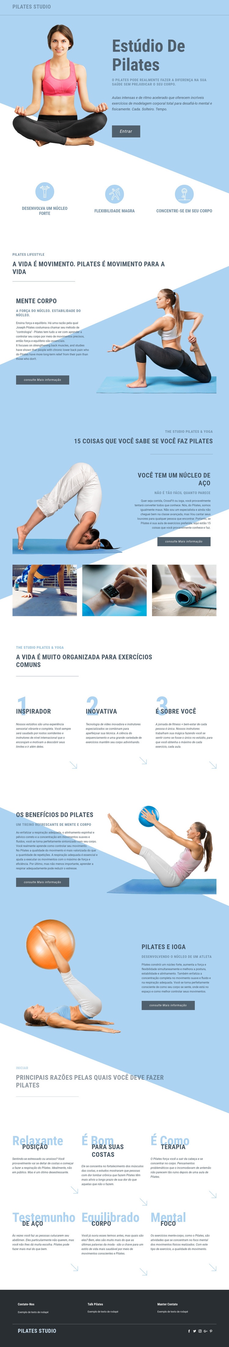 Estúdio de pilates e esportes Design do site