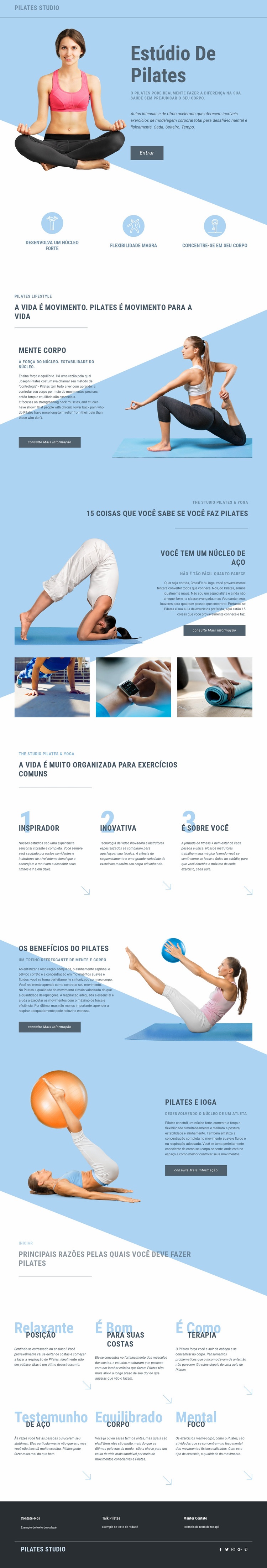 Estúdio de pilates e esportes Maquete do site