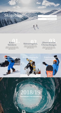 Skigebiete - Website-Vorlage Für Eine Seite