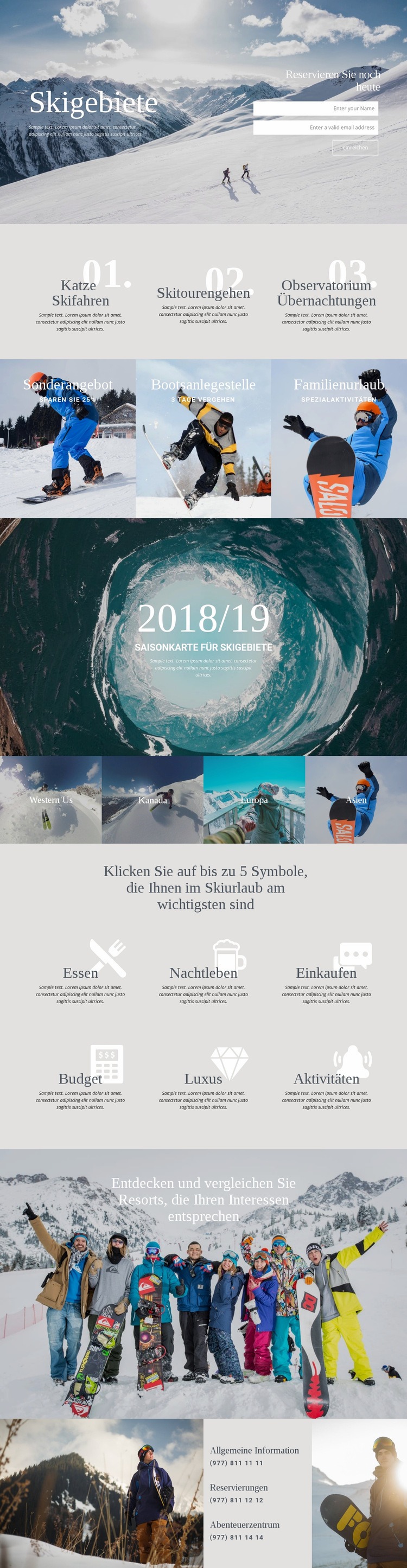 Skigebiete Website Builder-Vorlagen