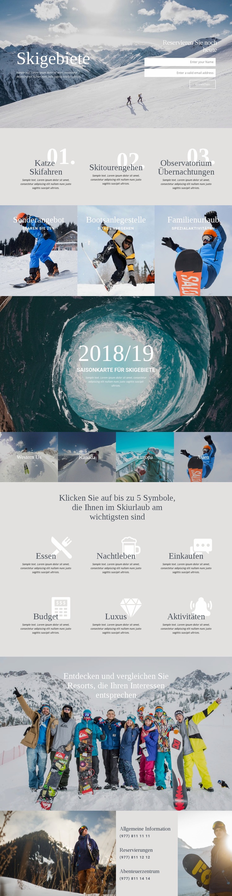 Skigebiete Website-Modell