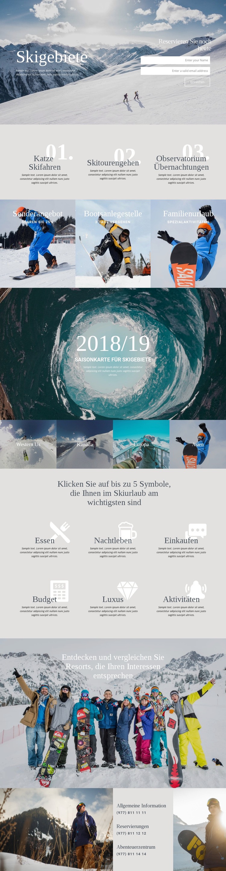 Skigebiete Website-Vorlage