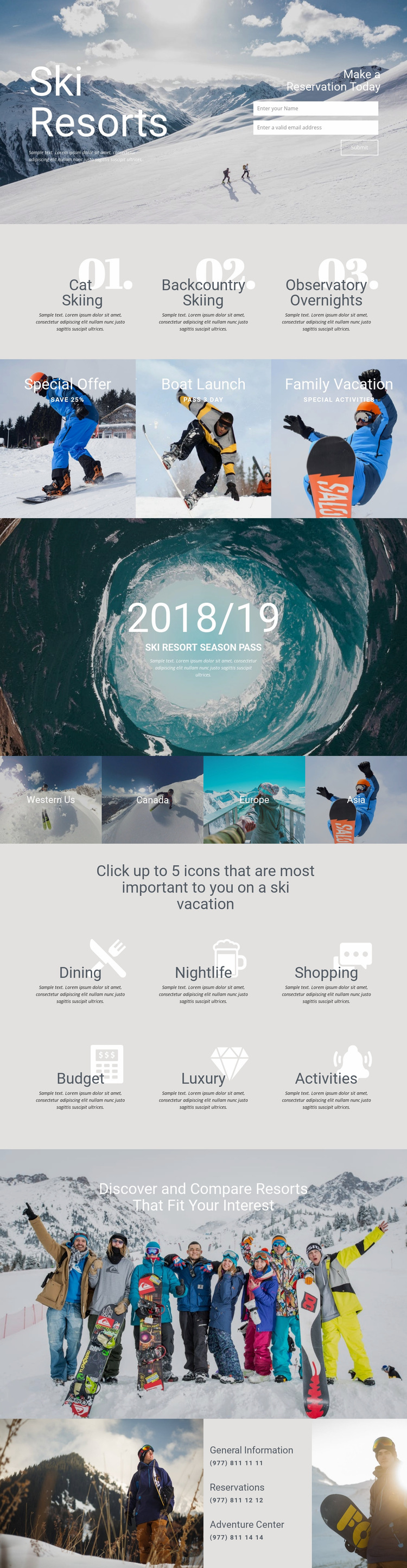 Ski Resorts Web Page Design