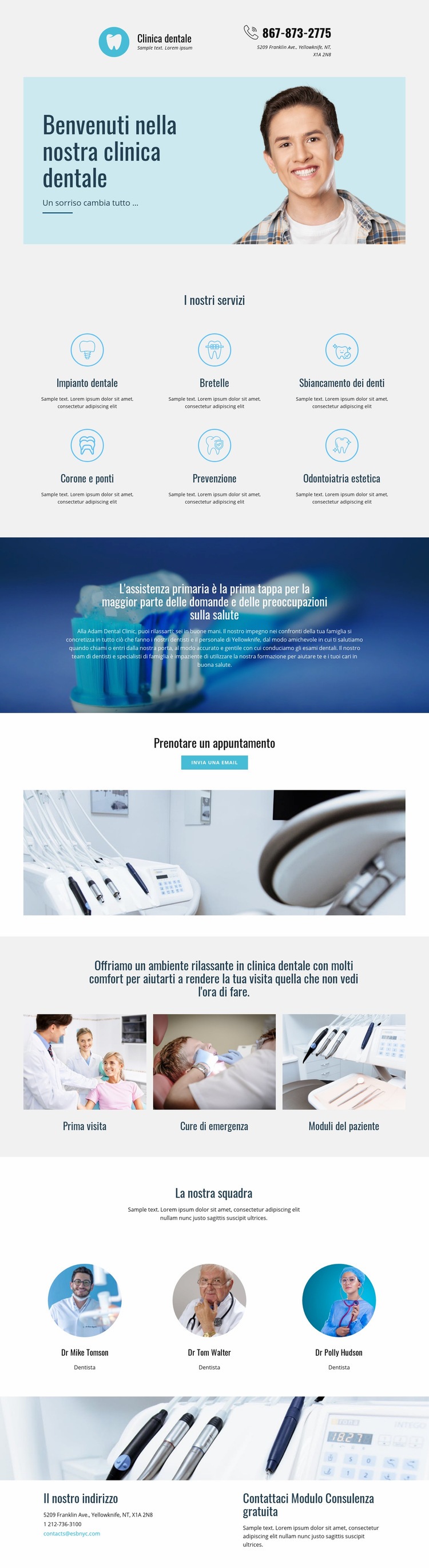Clinica di medicina dentale Costruttore di siti web HTML