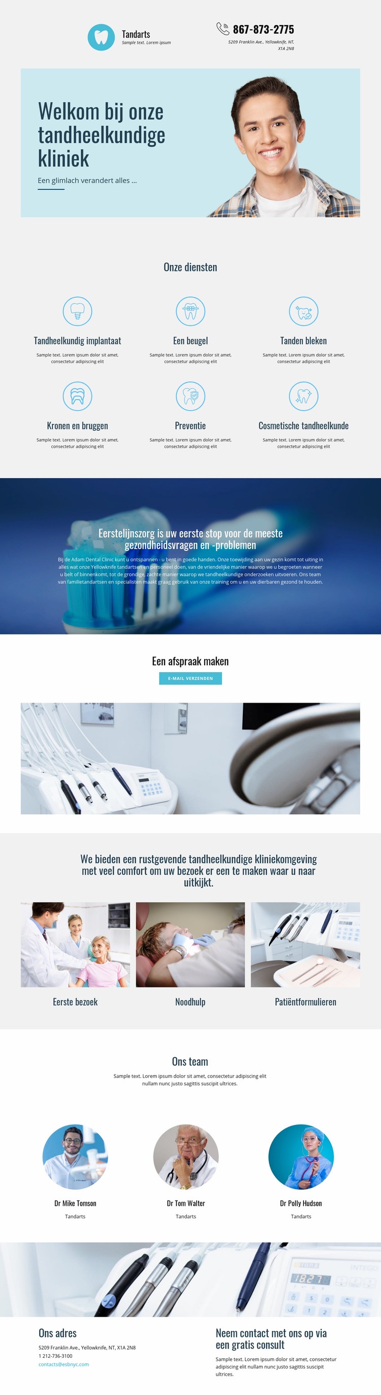 Kliniek voor tandheelkunde Html Website Builder