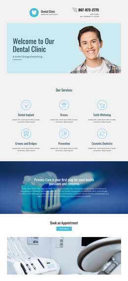 One Page Template For Clinic Of Dental Medicine