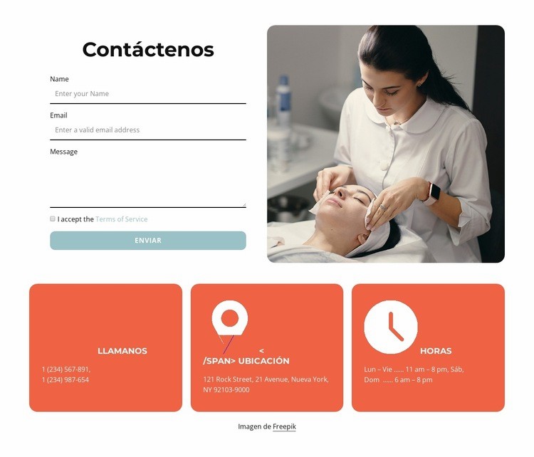 Bloque de contactos con formulario Plantilla HTML5