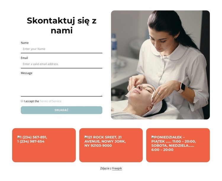 Blok kontaktów z formularzem Projekt strony internetowej