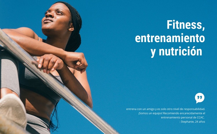 Entrenamiento físico y nutrición Maqueta de sitio web