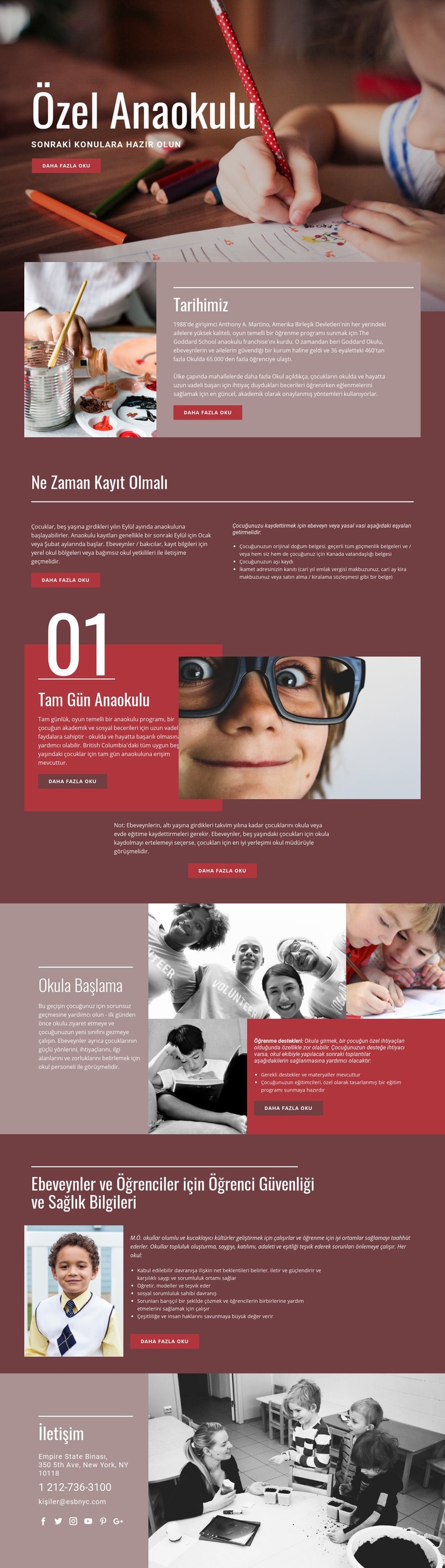 Özel ilköğretim Web Sitesi Oluşturucu Şablonları