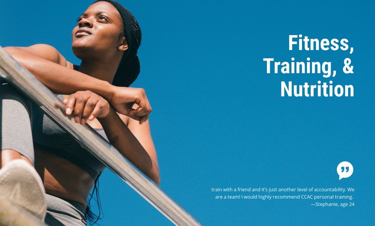 Fitness training and nutrition Web Page Design