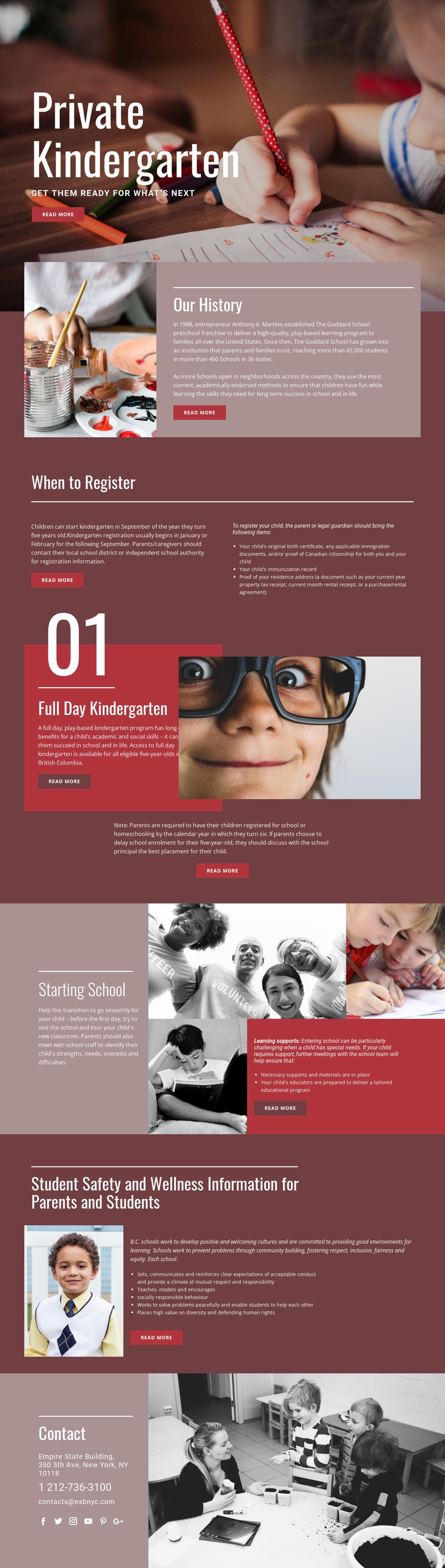 Private elementary education Website Mockup