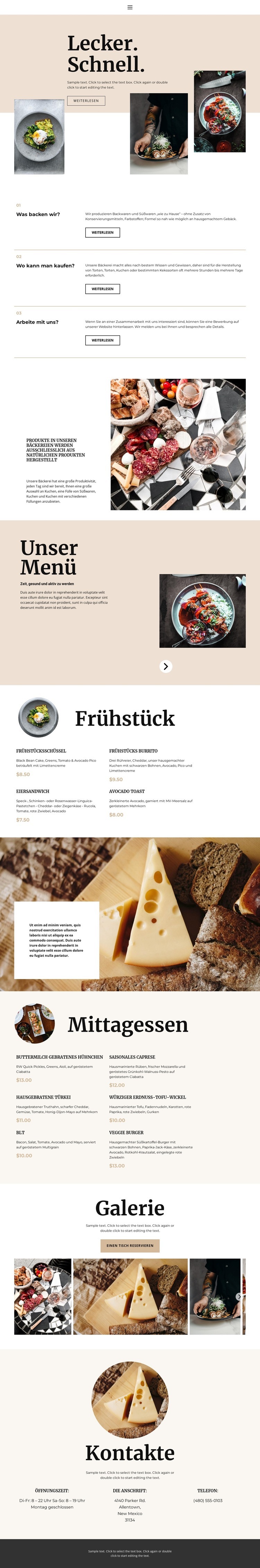 Neues Restaurant HTML Website Builder