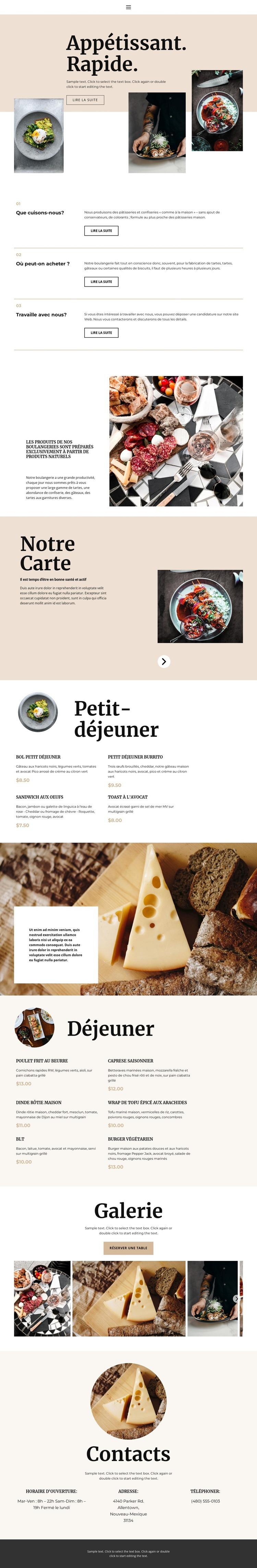 Nouveau resto Page de destination