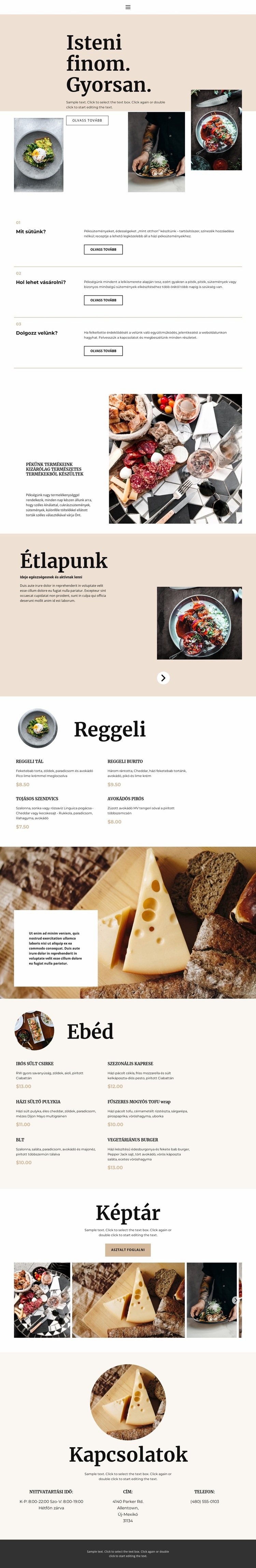 Új étterem Weboldal tervezés