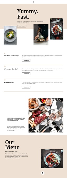 New Restaurant One Page Template