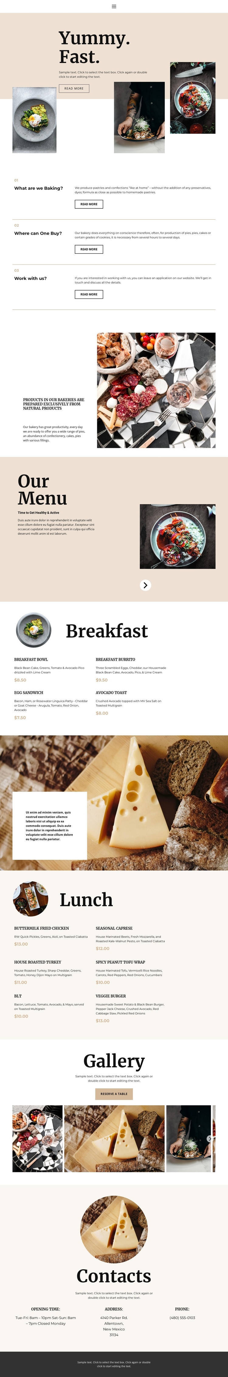 New restaurant One Page Template