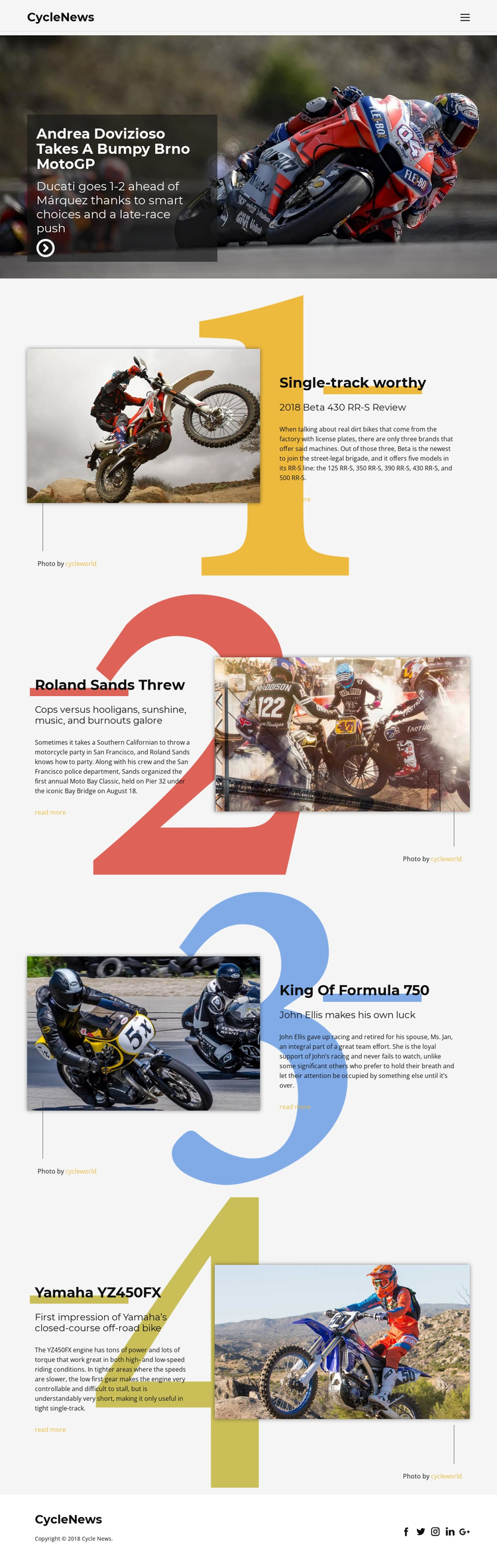 Motosport One Page Template