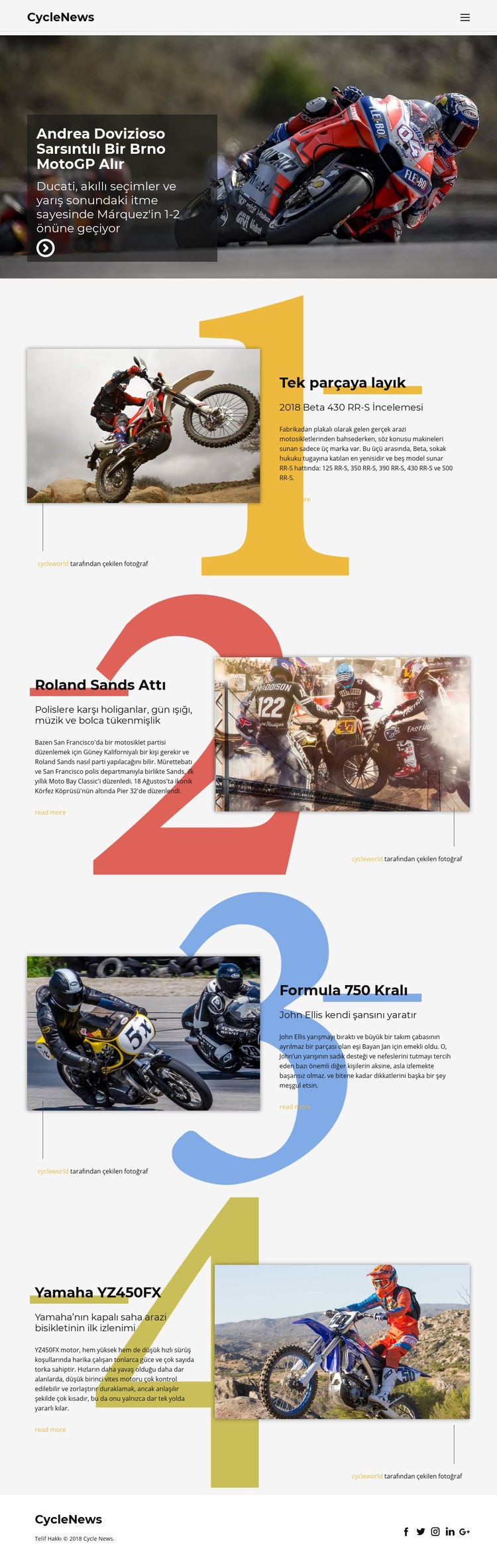 Motosport Web Sitesi Mockup'ı