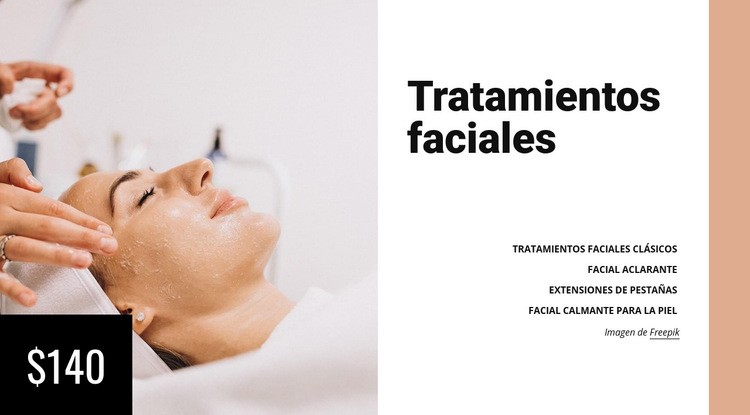 Tratamientos faciales Maqueta de sitio web