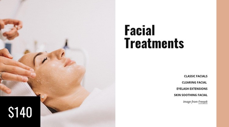 Facial treatments Homepage Design