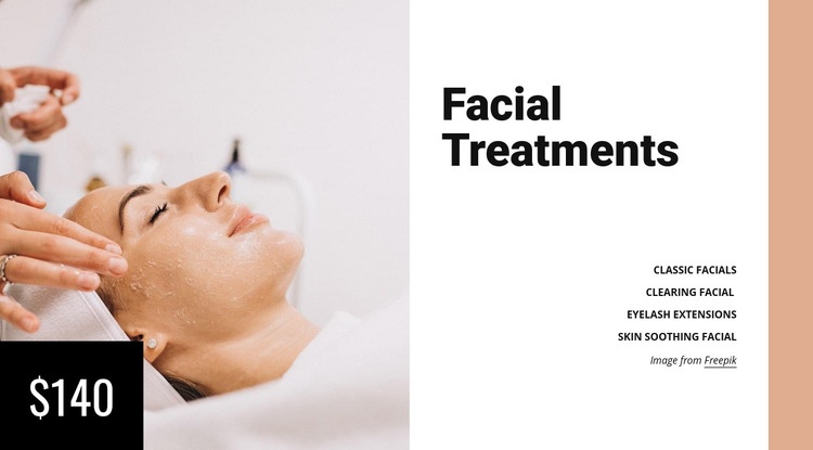 Facial treatments Html Code Example