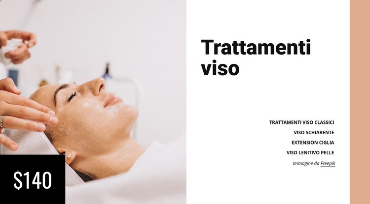 Trattamenti viso Mockup del sito web