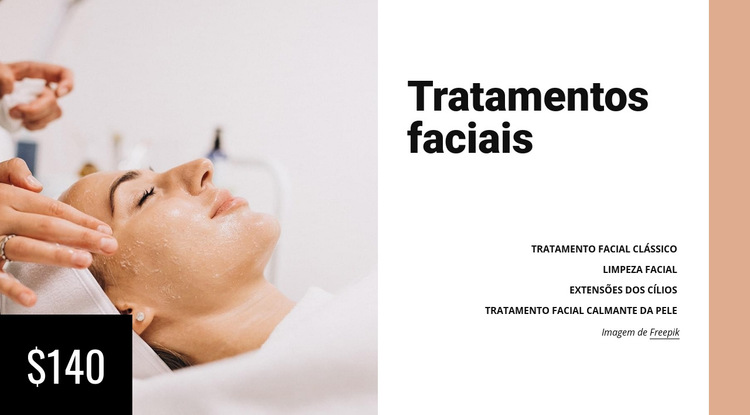 Tratamentos faciais Modelo de site