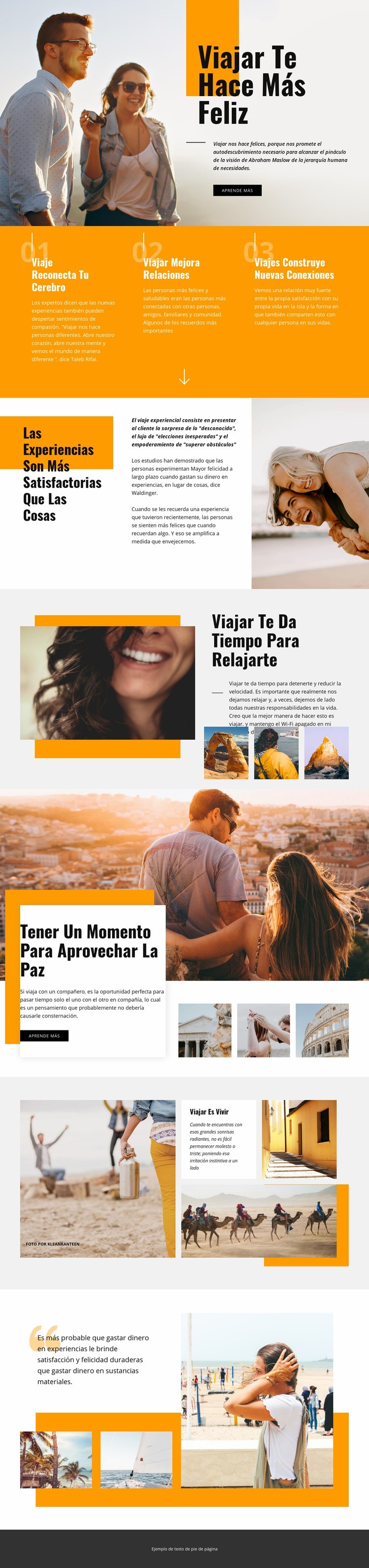 Viajar te hace más feliz Diseño de páginas web