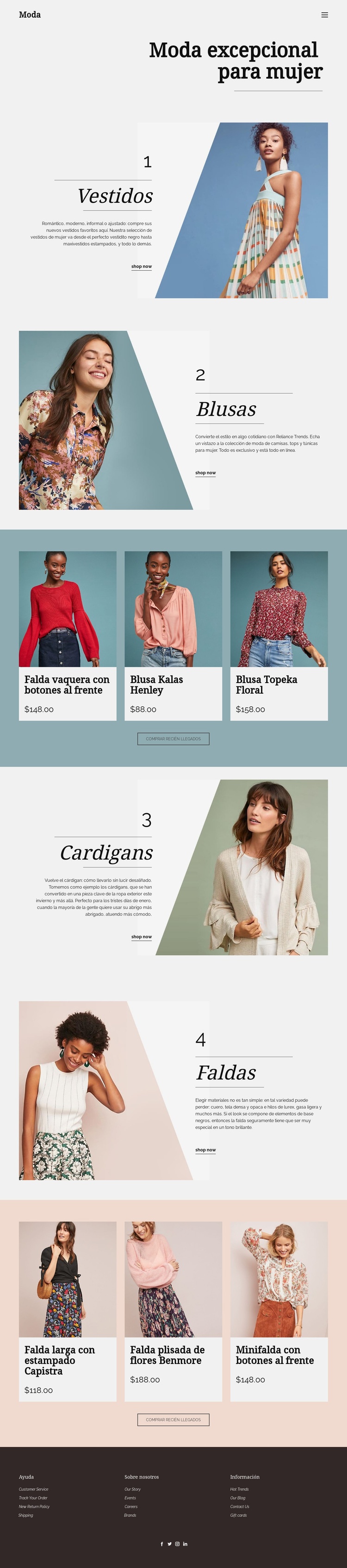 Moda para mujer Maqueta de sitio web