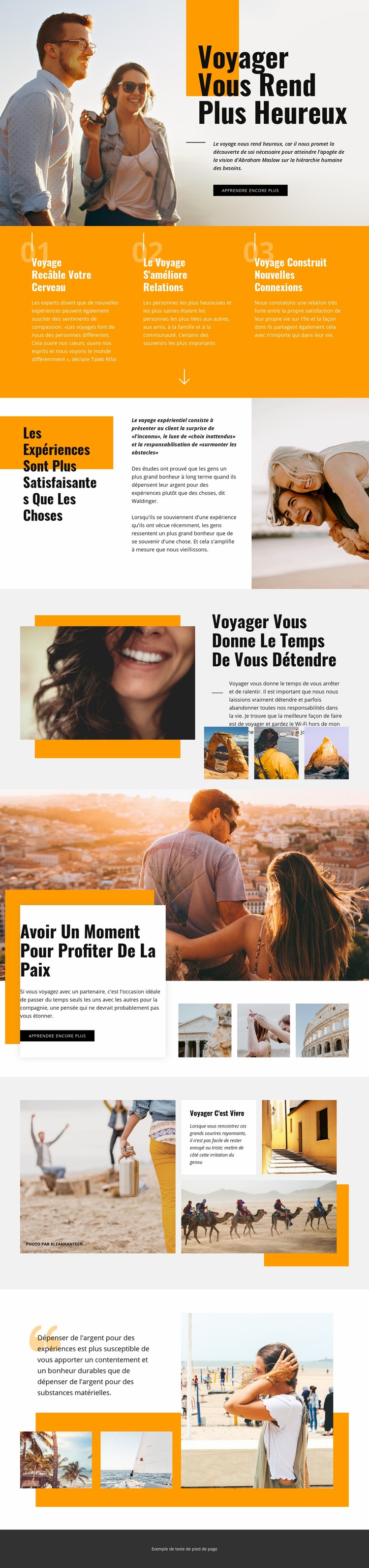 Voyager vous rend plus heureux Conception de site Web