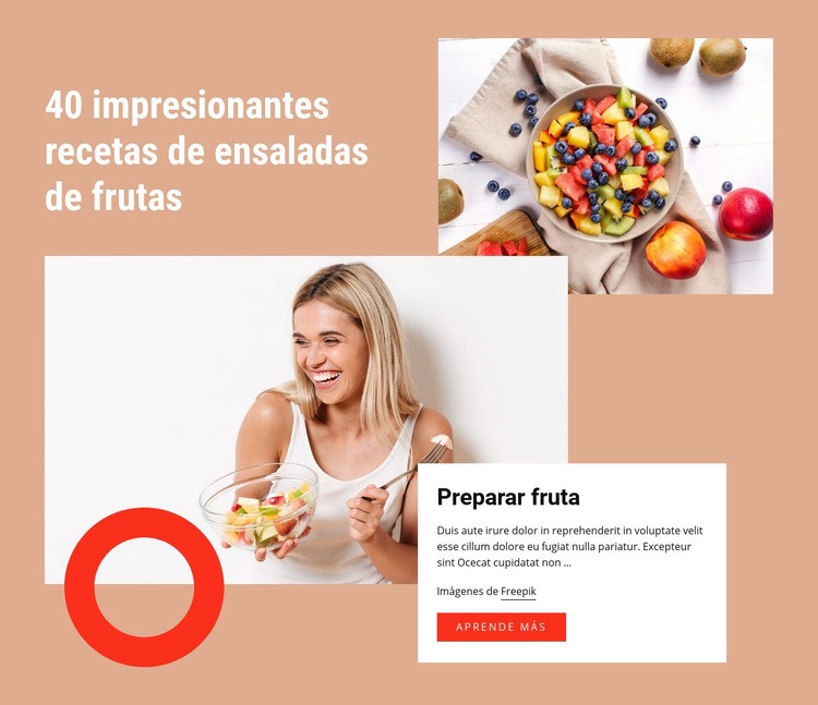 Impresionantes recetas de ensalada de frutas Maqueta de sitio web