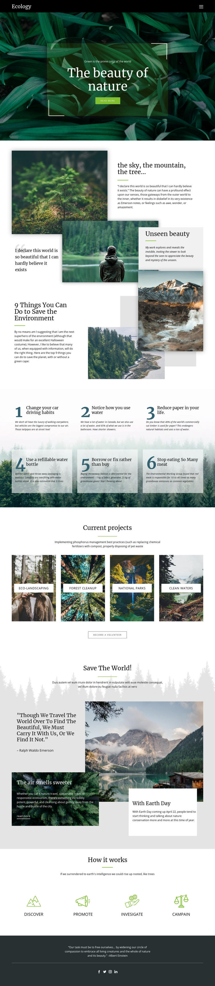 Skies and beauty of nature Homepage Design