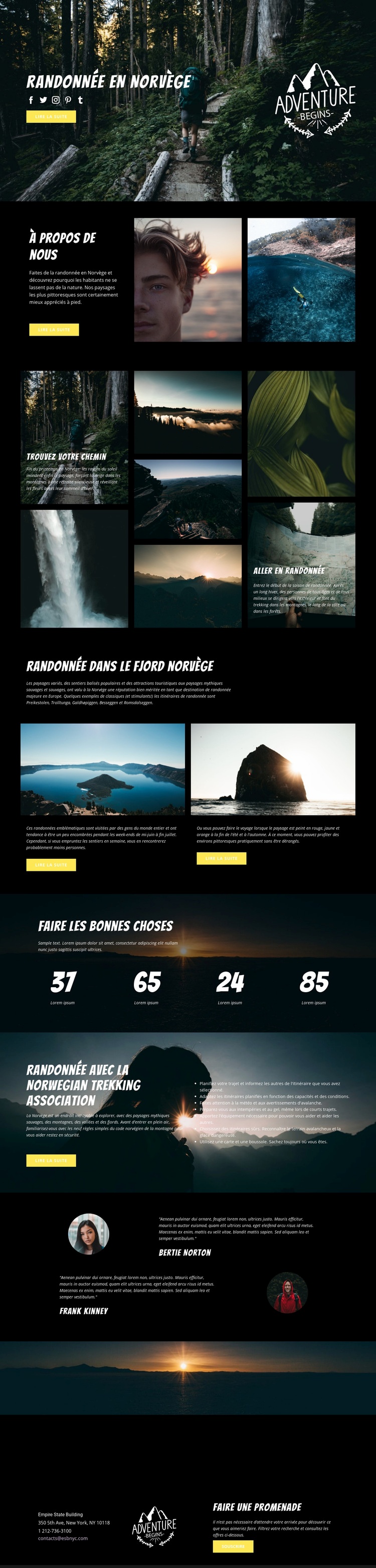 Norvège Page de destination