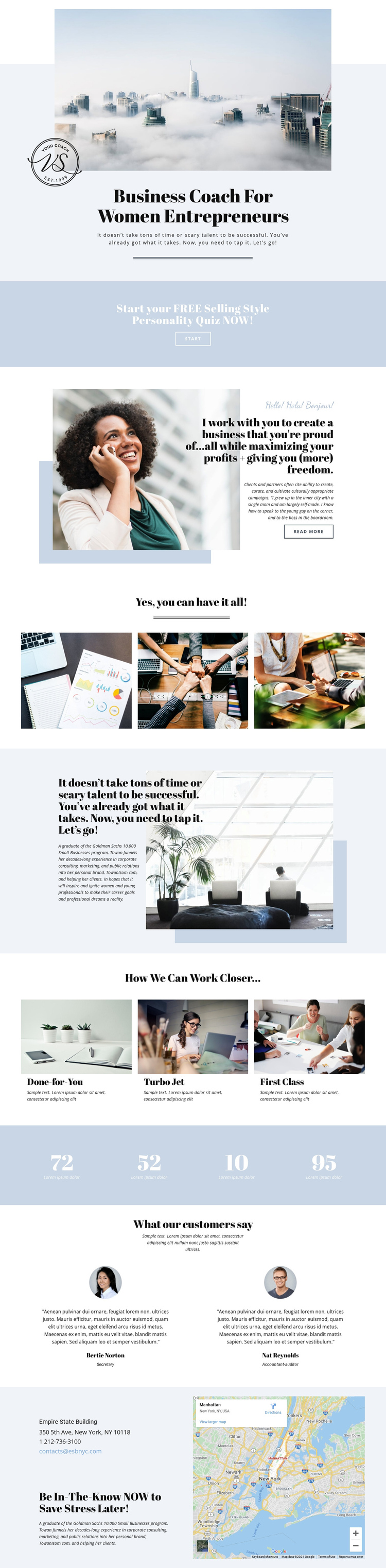 Business women entrepreneurs One Page Template