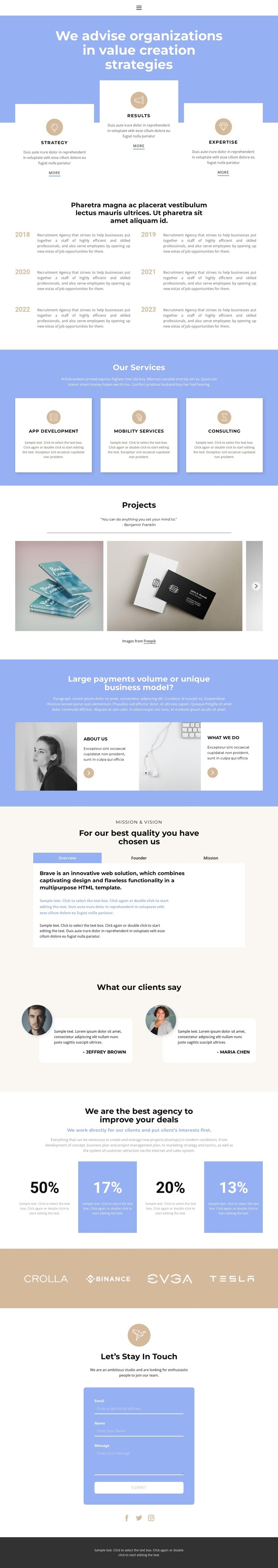 Promotion of a successful business Squarespace Template Alternative