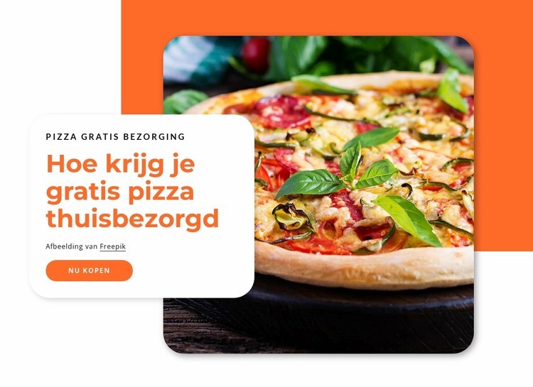 Gratis pizza bezorgd Website mockup
