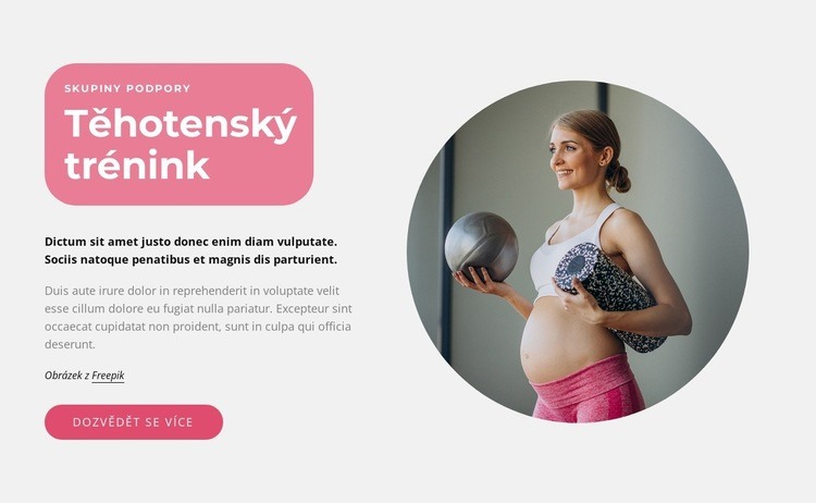 Těhotenské tréninky Šablona webové stránky