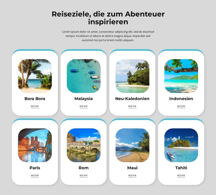 Reisen inspirieren dazu, neue Reiseziele auszuprobieren CSS-Vorlage