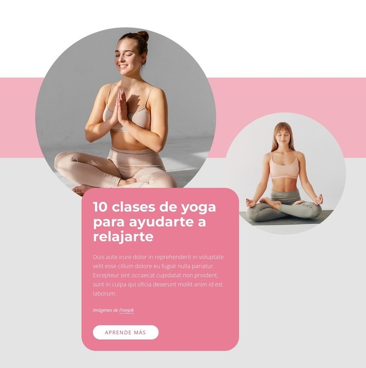 10 clases de yoga Maqueta de sitio web