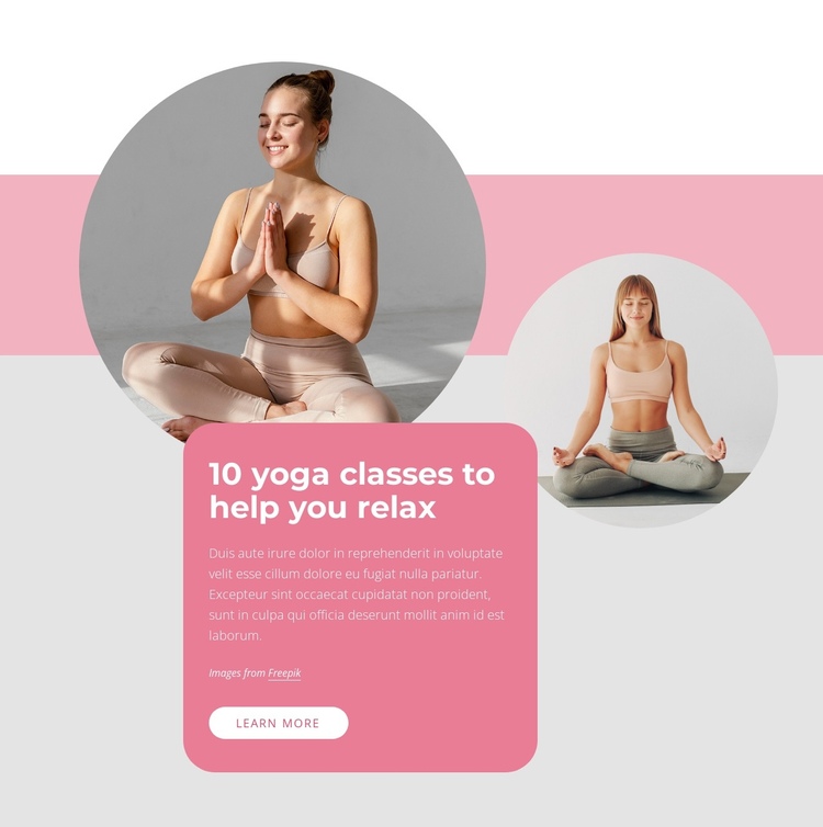 10 yoga classes One Page Template