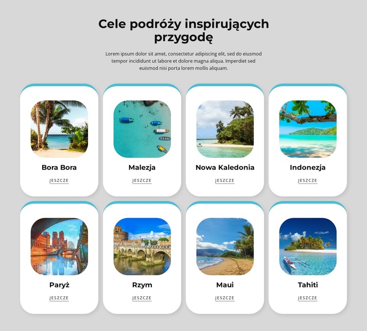 Podróże inspirują do wypróbowania nowych miejsc Motyw WordPress