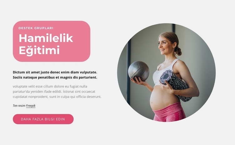 Hamilelik eğitimleri Web Sitesi Mockup'ı