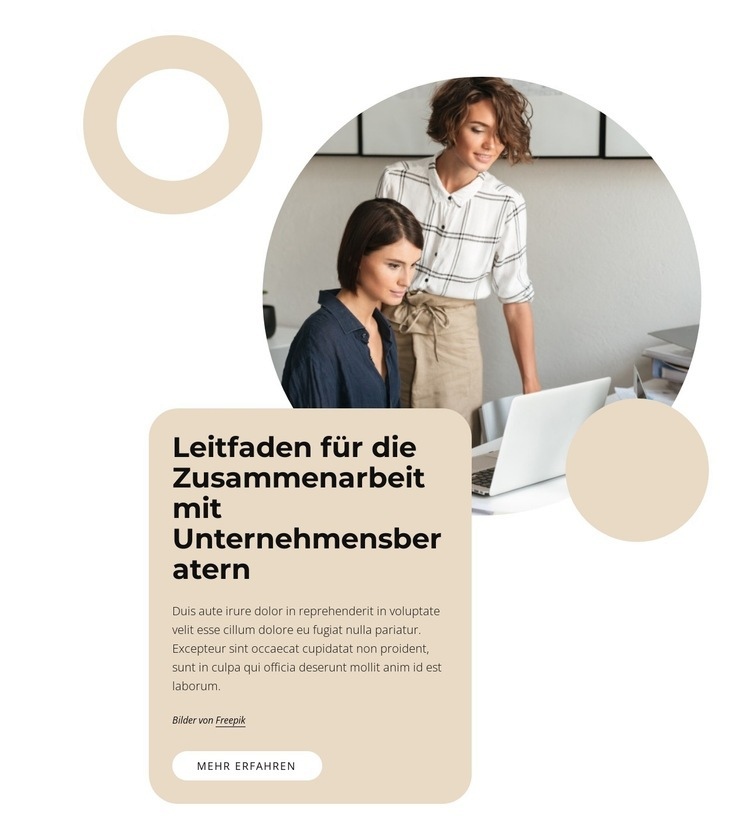 Leitfaden für die Zusammenarbeit mit Beratern Website Builder-Vorlagen