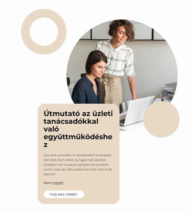 Útmutató a tanácsadókkal való együttműködéshez Weboldal sablon