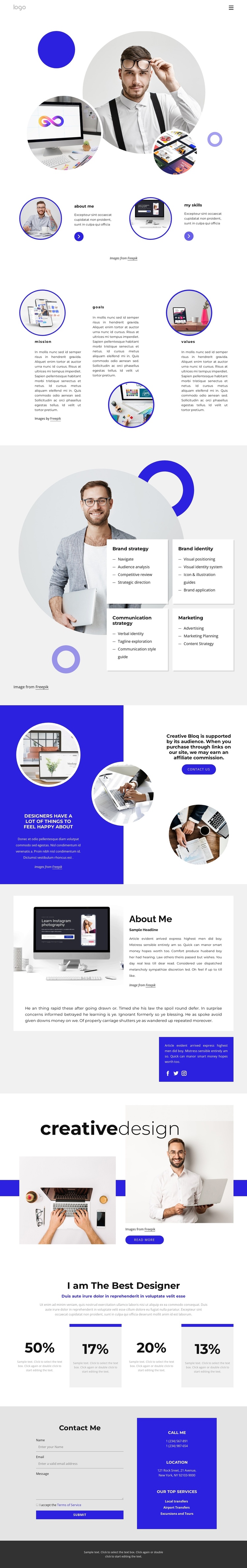 I am a creative designer One Page Template