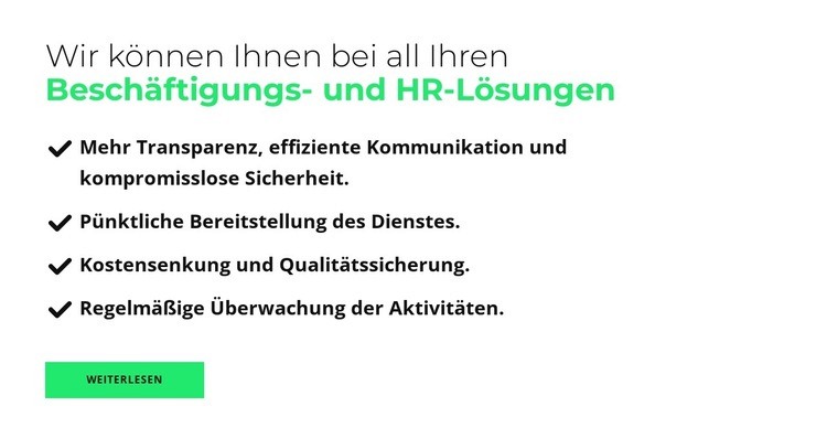 Anforderungen an Spezialisten Landing Page